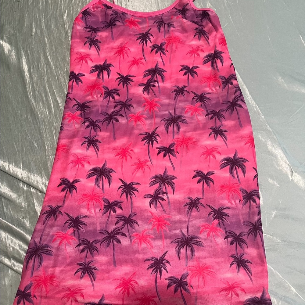 dELiA*s Pink and Purple Tropical Dress Y2k